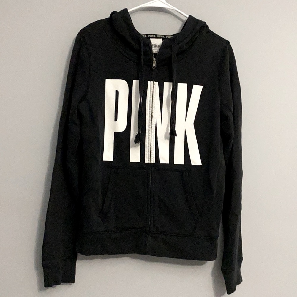 PINK Victoria’s Secret Black Zip Up Jacket Size Small